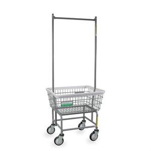ANTIMICROBIAL LAUNDRY CART W / DOUBLE POLE RACK